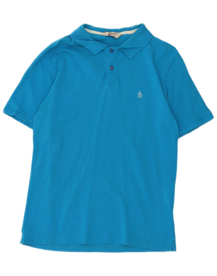 Penguin Mens Heritage Slim Fit Polo Shirt Medium Blue Cotton