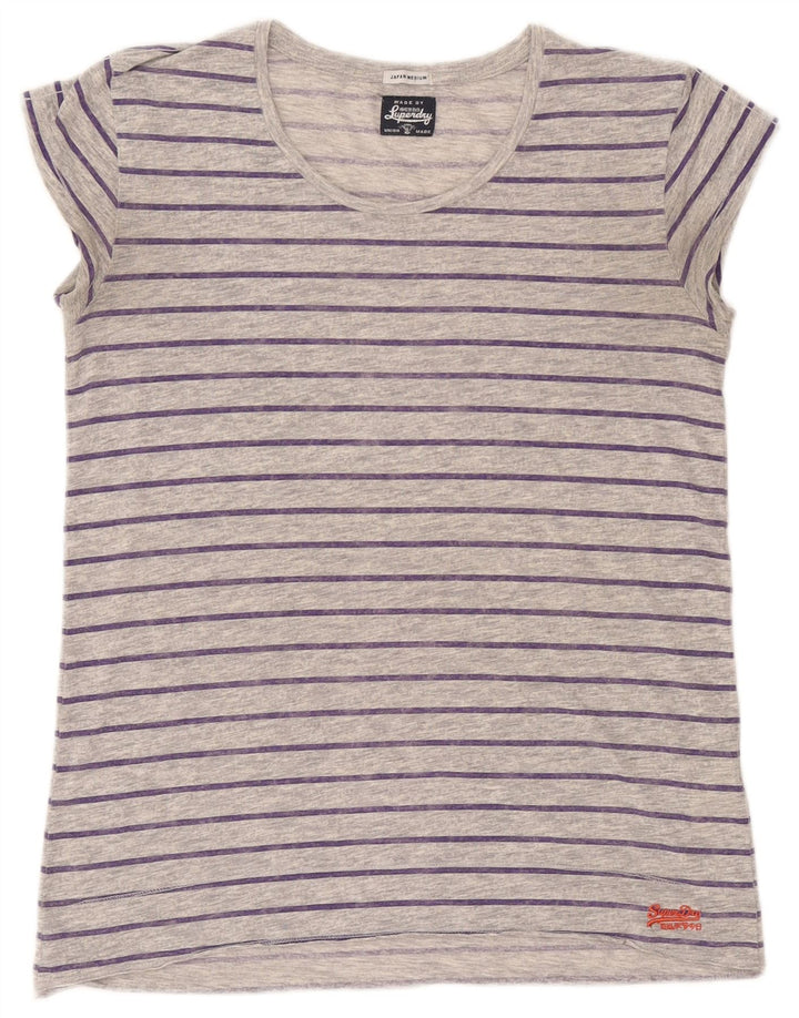 Superdry Γυναικείο T-Shirt Top UK 14 Medium Grey Ride Polyester