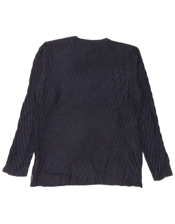 Armani Jeans Dame Top Langærmet UK 16 Large Navy Blue Viscose