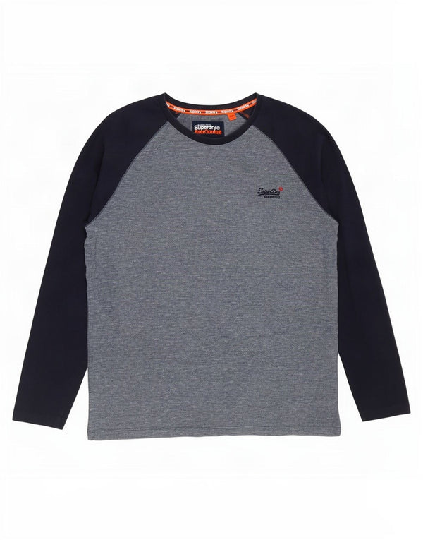 Superdry Herren-Oberteil, langärmelig, 2XL, Blau, Colourblock-Baumwolle