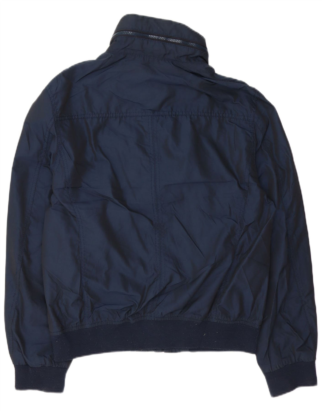 Zara Mens Hooded Bomber Jacket UK 42 XL Navy Blue Polyester