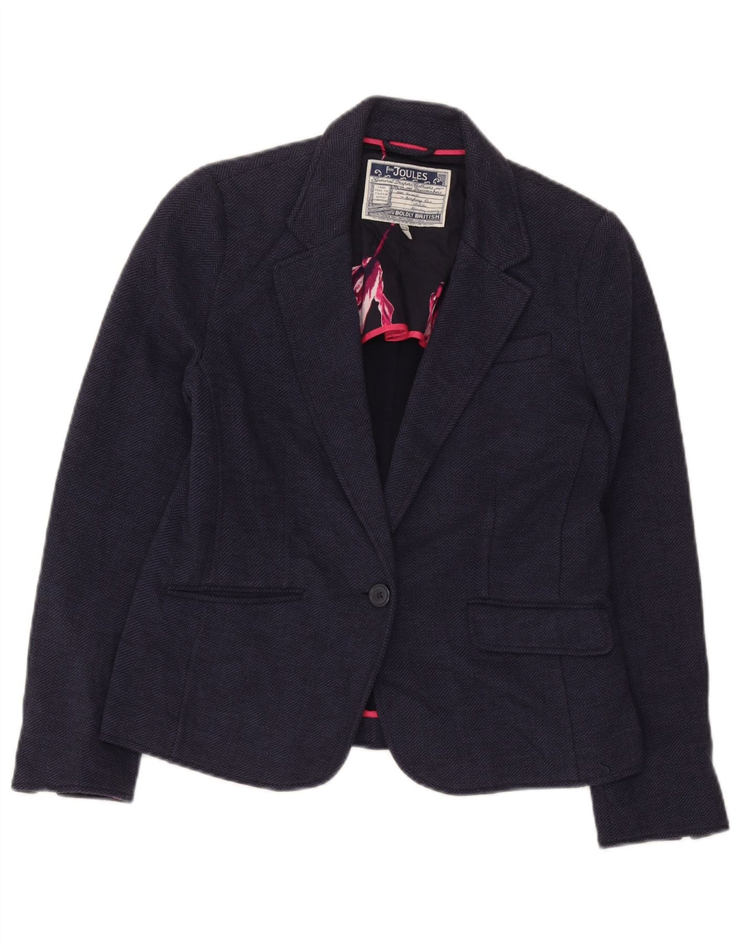 Sacou blazer pentru femei Joules cu 1 nasture UK 14, mare, bleumarin, în oase