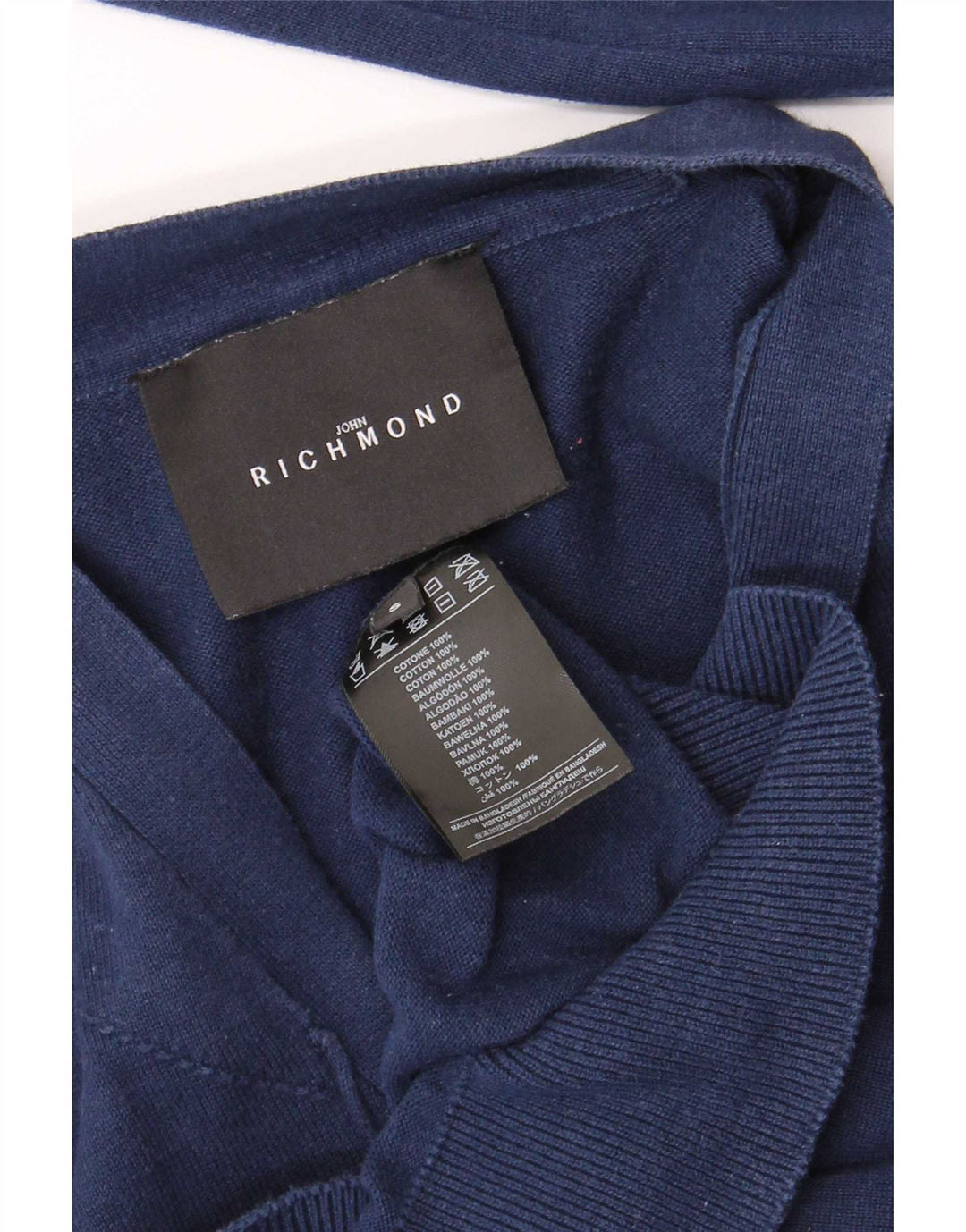 Richmond Pull Cardigan Homme Petit Bleu Marine Coton