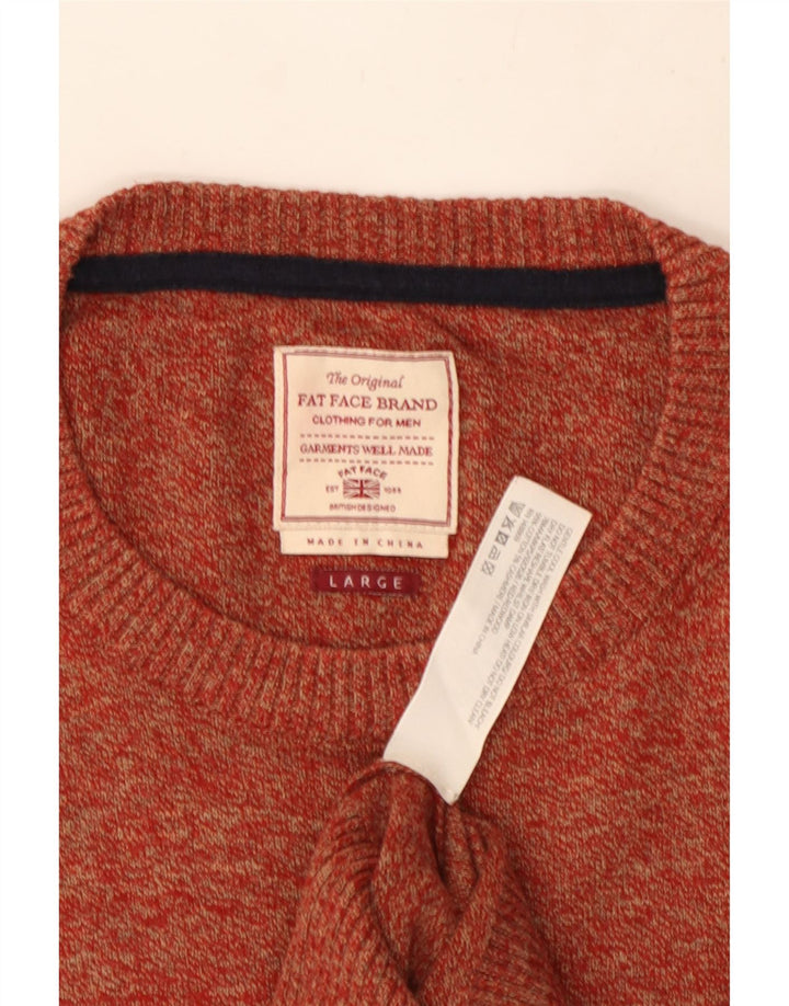 Fat Face Mens Crew Neck Jumper Sweater Large Red Flecked Cotton