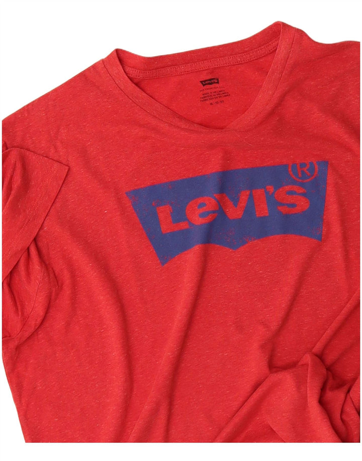 LEVI'S Mens Graphic T-Shirt Top XL Red Flecked