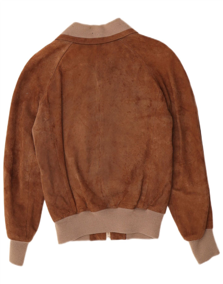 Giubbotto bomber vintage in pelle scamosciata da uomo IT 48 in pelle marrone medio
