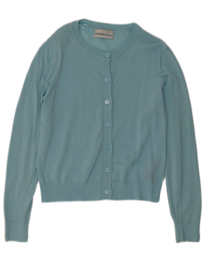 Marks & Spencer Cardigan pour femme en laine mérinos turquoise moyen UK 12