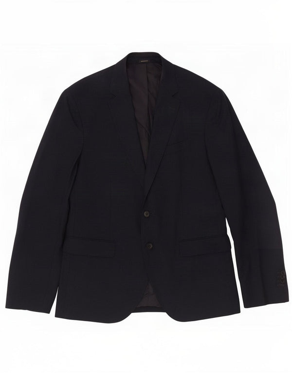 Jaqueta blazer masculina de 2 botões Massimo Dutti UE 52 grande lã azul marinho