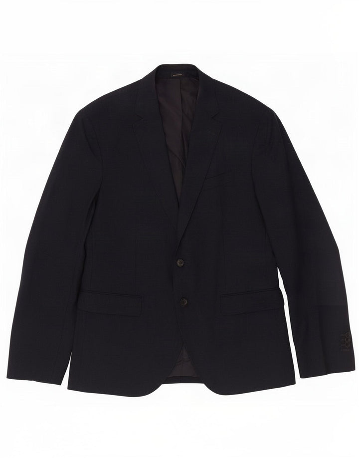 Jaqueta blazer masculina de 2 botões Massimo Dutti UE 52 grande lã azul marinho