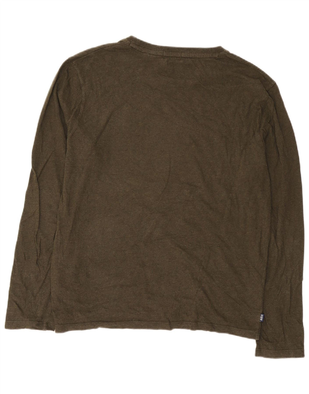 Superdry Mens Top Long Sleeve XL Khaki Cotton