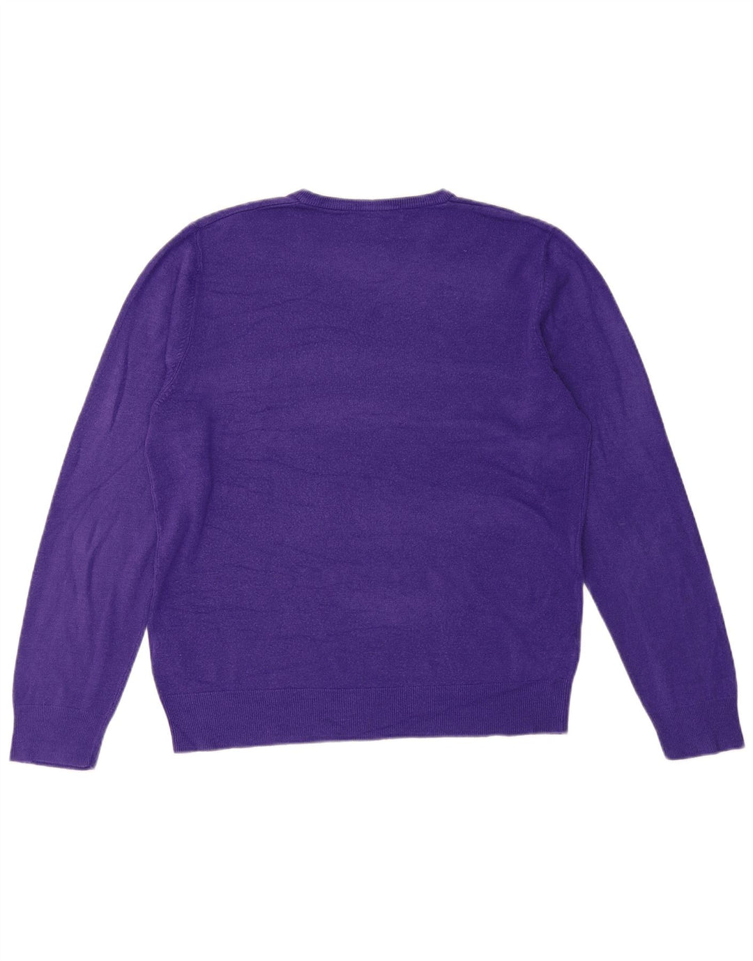 Marks & Spencer Mens V-Neck Jumper Sweater Large Purple Acrylic