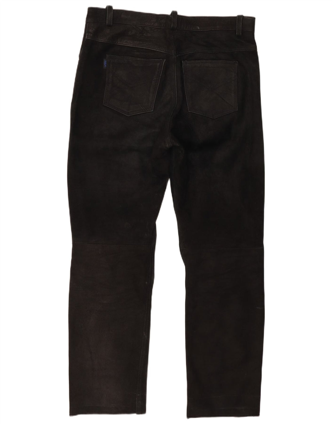Vintage Mens Straight Leather Trousers W37 L30 Black