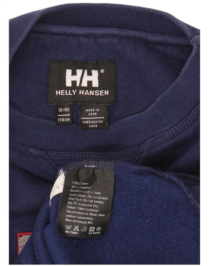 Helly Hansen Boys Graphic Sweatshirt Jumper 15-16 Years Navy Blue Cotton