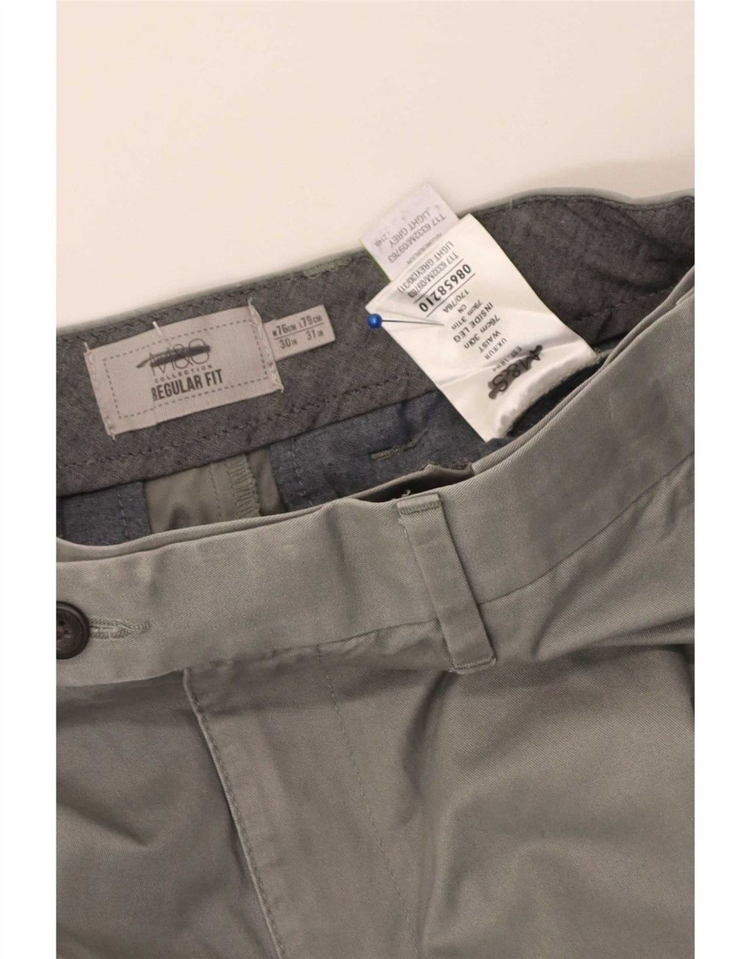 Marks & Spencer Mens Pegged Regular Fit Suit Trousers W30 L31 Grey Cotton