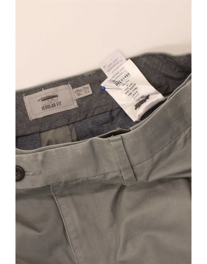 Marks & Spencer Mens Pegged Regular Fit Suit Trousers W30 L31 Grey Cotton