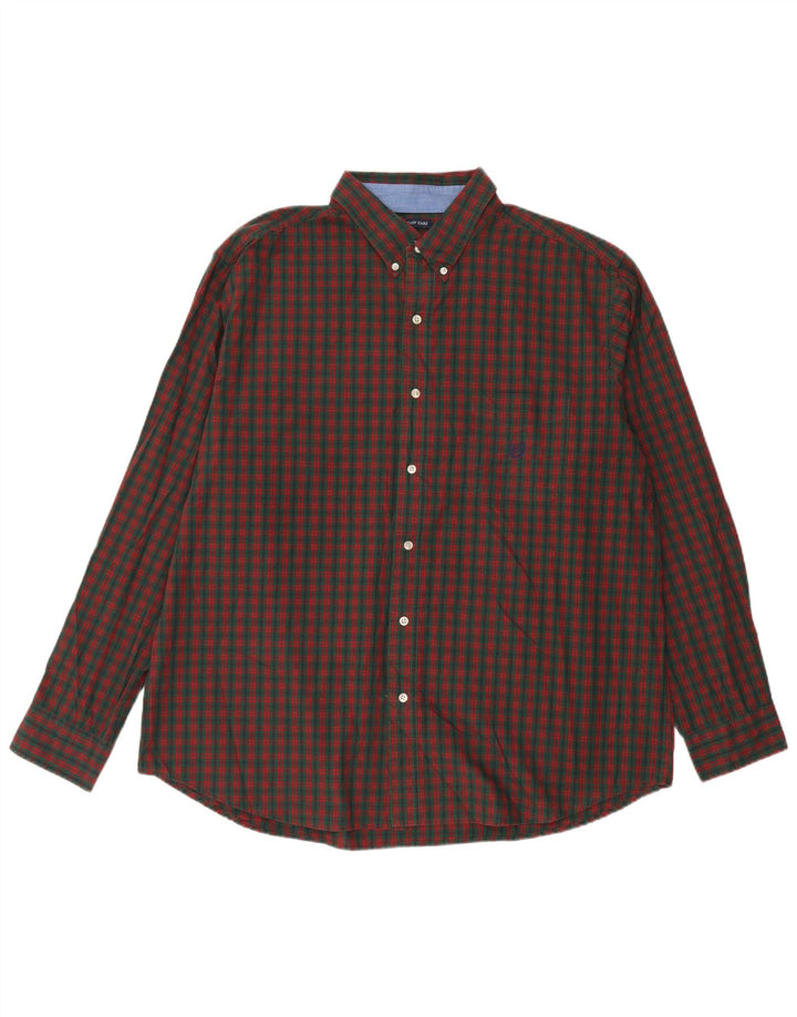 Chaps Mens Shirt 2XL Green Check Cotton