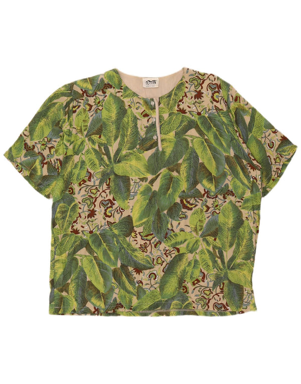 Bluză supradimensionată pentru femei vintage UK 14 Poliester floral verde mediu