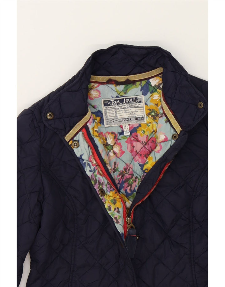 JOULES Womens Quilted Jacket UK 10 Small Navy Blue Vintage Joules and Second-Hand Joules from Messina Hembry 