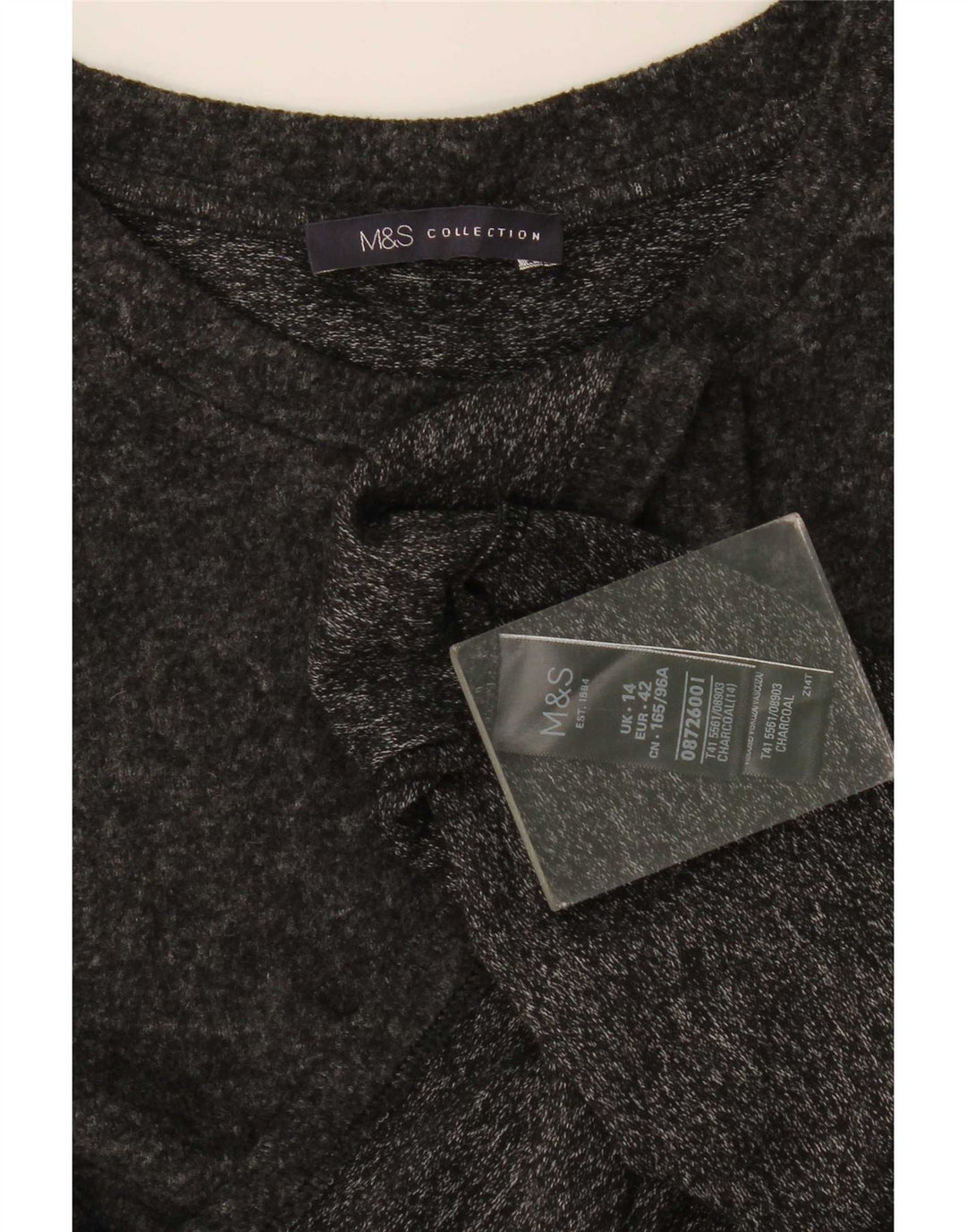 Marks & Spencer Dame Top Langærmet UK 14 Stor Grå Polyester