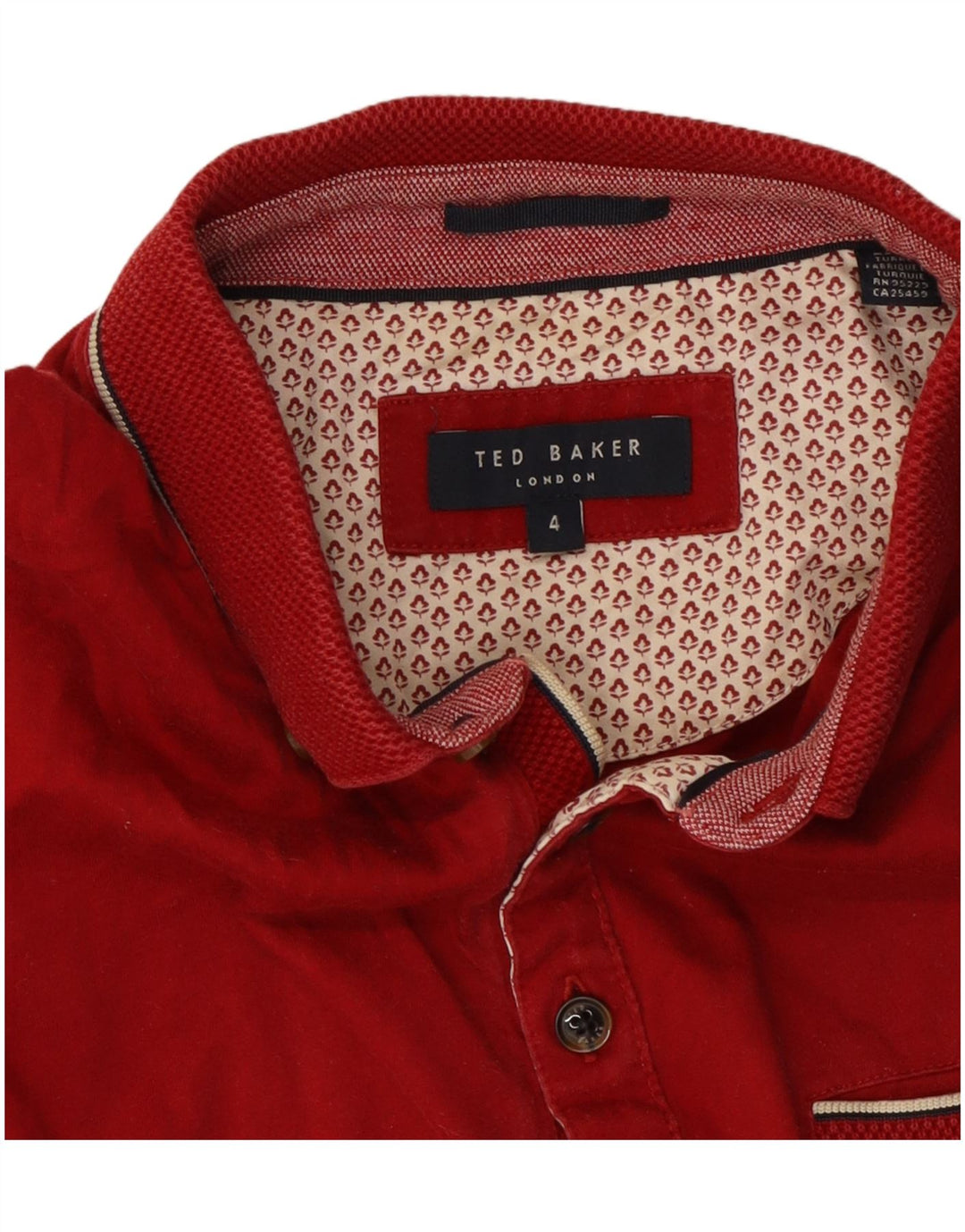 Ted Baker Mens Polo Shirt Size 4 Large Red Cotton