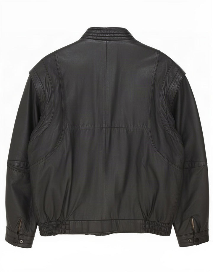 Jaqueta de couro masculina vintage UK 40 grande preta