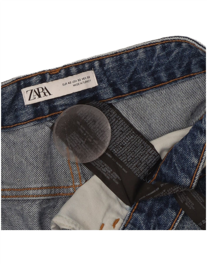 Zara Womens Distressed Denim Shorts EU 42 Large W32  Blue Cotton