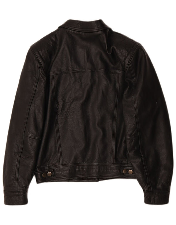 Vintage Dame Oversized Læderjakke UK 10 Small Black