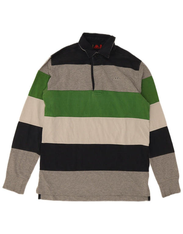 Kappa Mens Long Sleeve Rugby Polo Shirt Large Multicoloured Striped Cotton