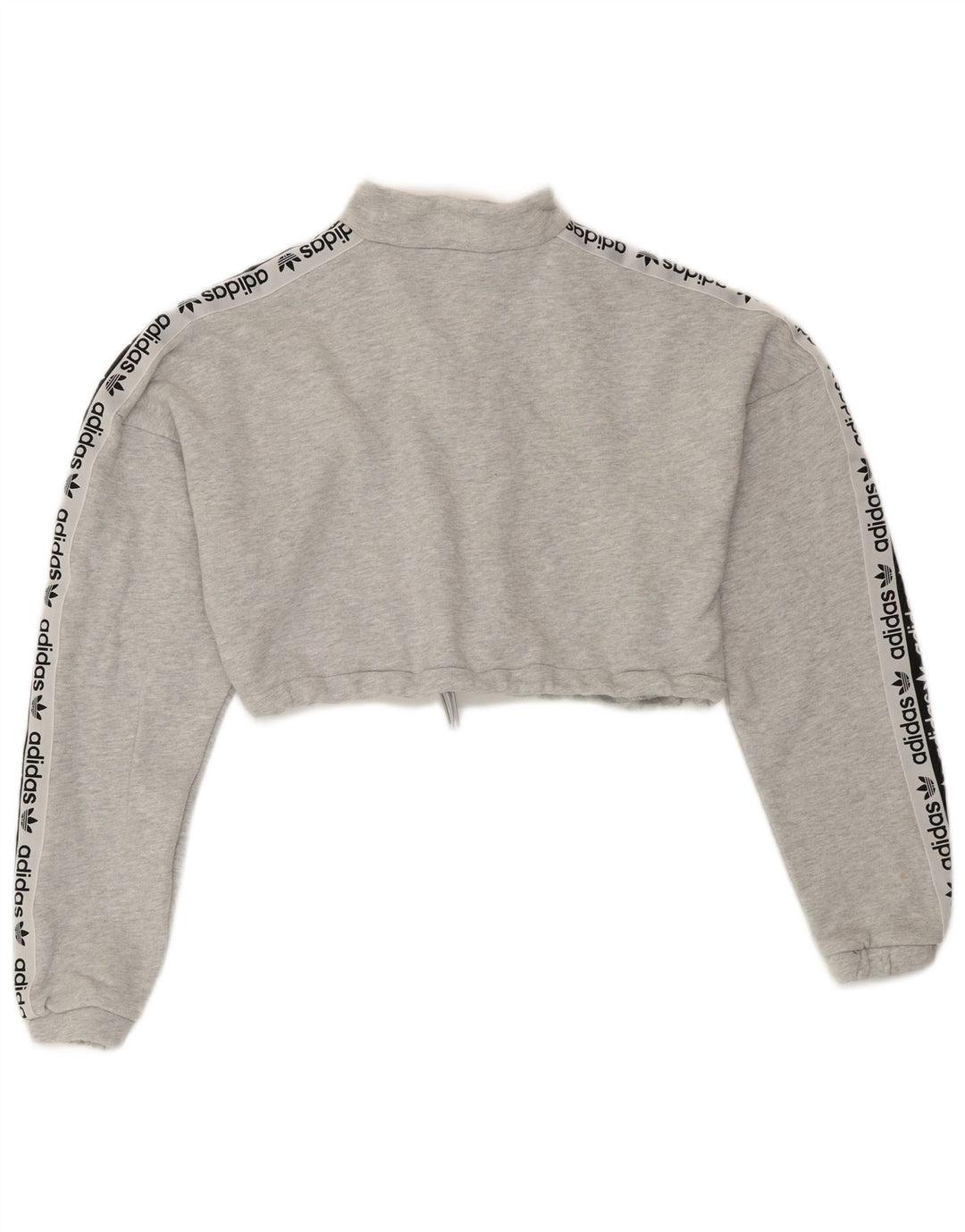ADIDAS Womens Oversized Crop Graphic Sweatshirt Jumper UK 10 Small  Grey