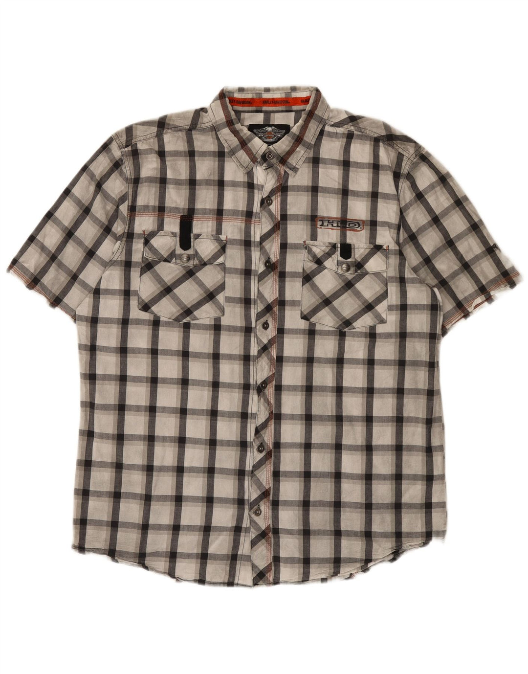 Harley Davidson Chemise graphique à manches courtes pour homme XL en coton à carreaux gris