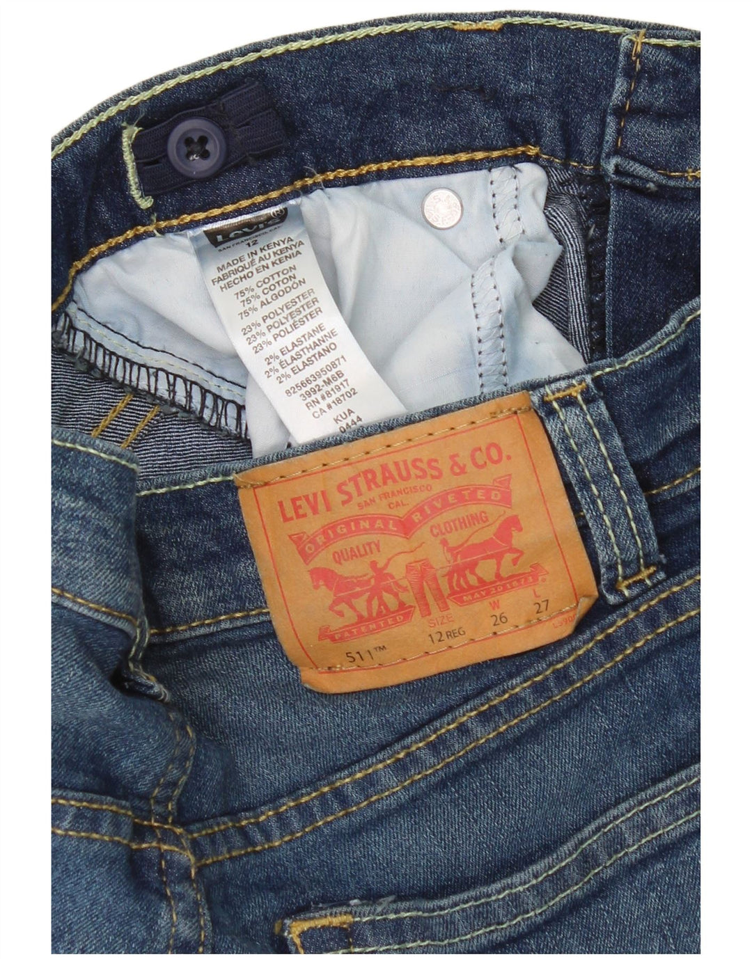 Levi's Boys 511 Slim Jeans 11-12 Years W26 L27 Blue Cotton