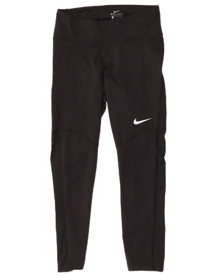 Nike Damen Dri Fit Crop Leggings UK 8 Small Schwarz Polyester