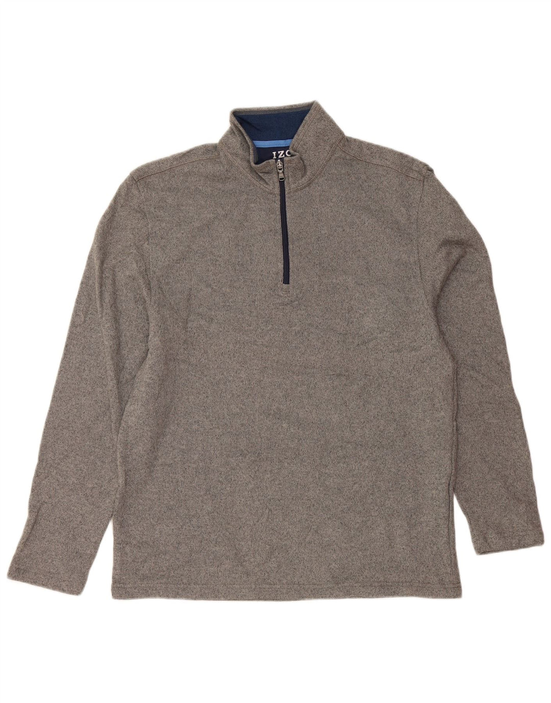 IZOD Mens Zip Neck Sweatshirt Jumper Medium Grey Flecked Polyester