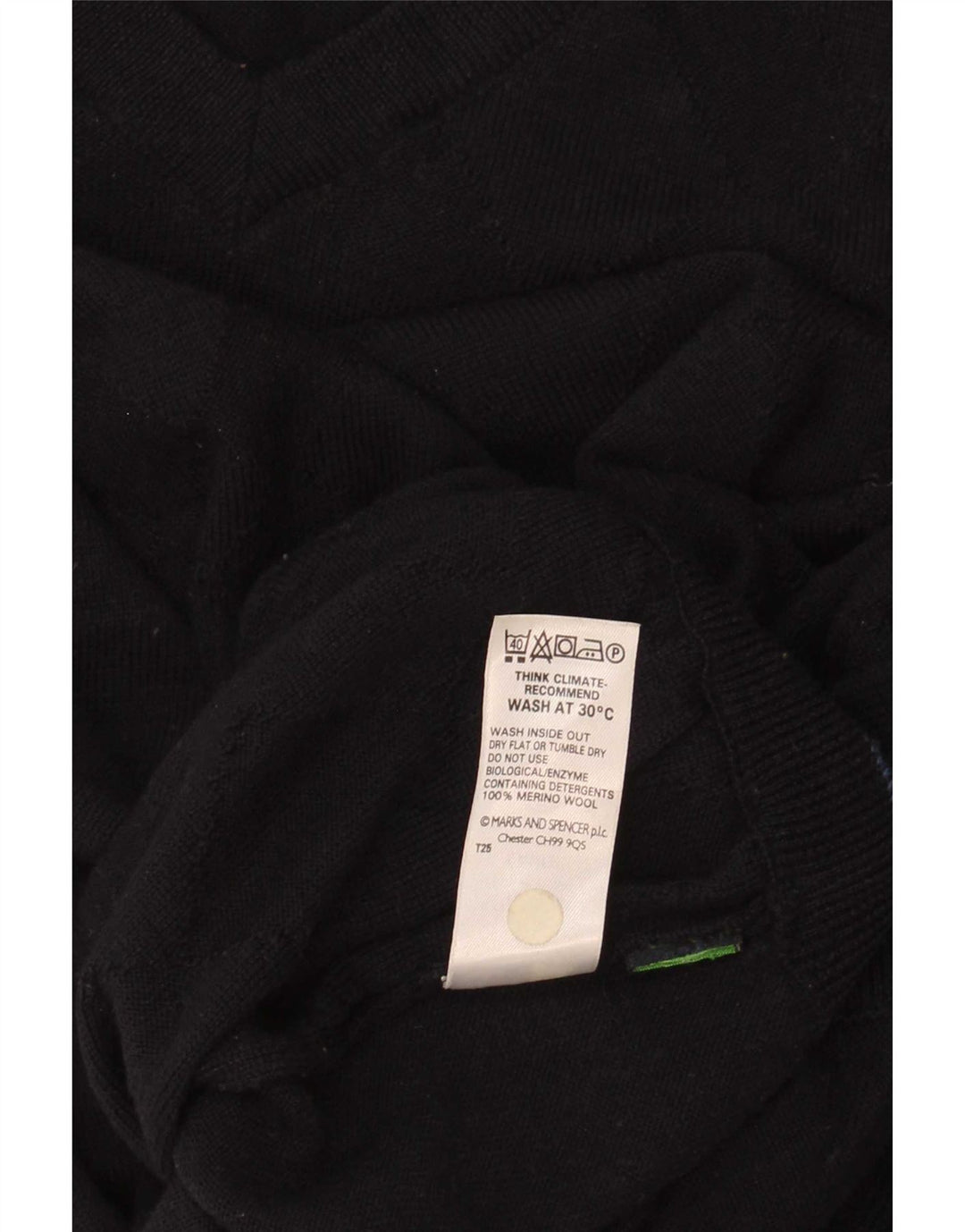 Marks & Spencer Mens V-Neck Jumper Sweater Large Navy Blue Merino Wool