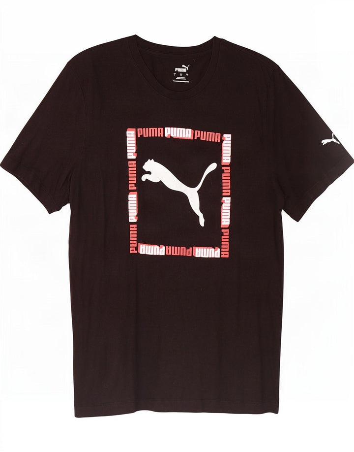 T-shirt grafica da uomo Puma Top grande in cotone nero
