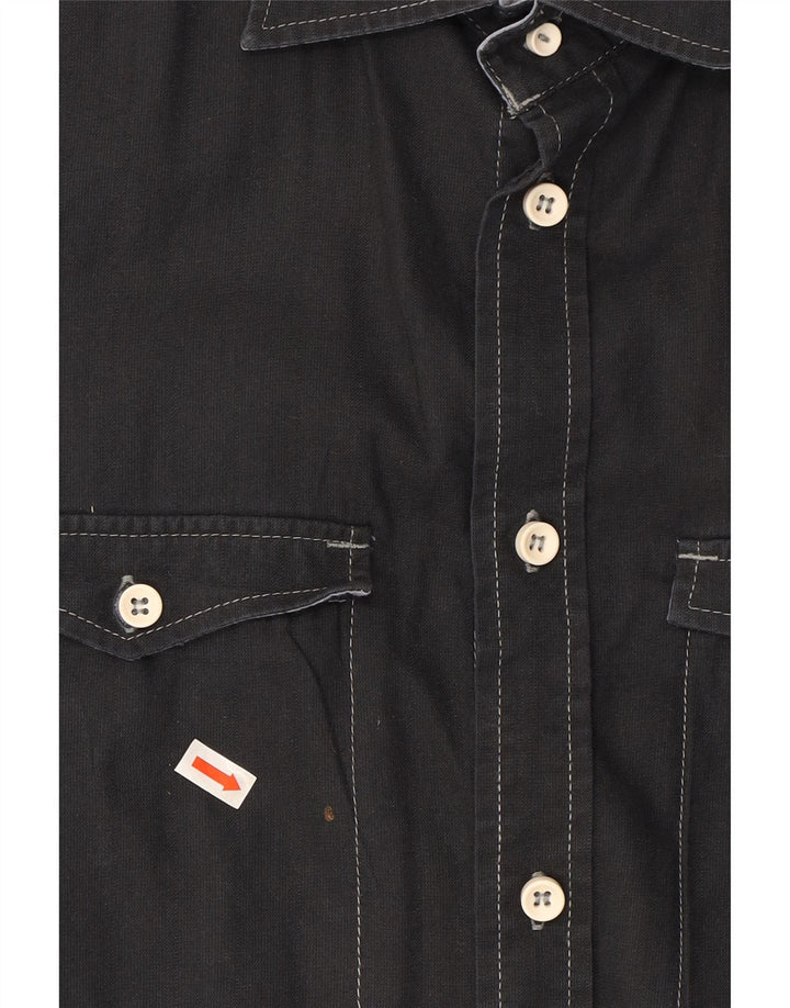 LEVI'S Mens Short Sleeve Shirt Medium Navy Blue Cotton Vintage Levi's and Second-Hand Levi's from Messina Hembry 