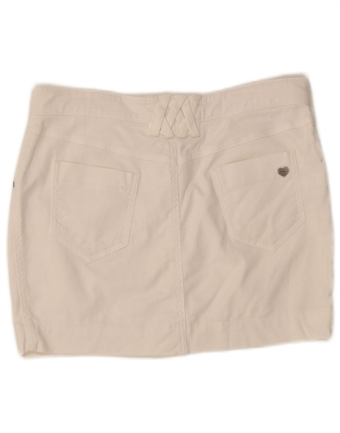 Les Copains Dame Mini Denim Nederdel IT 42 Medium W30 Hvid Bomuld