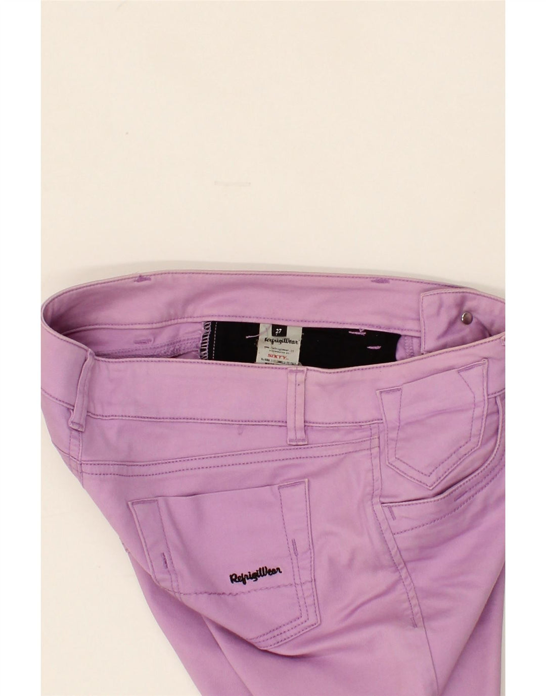 REFRIGIWEAR Womens Sixty Bootcut Jeans W27 L30 Pink Cotton Vintage Refrigiwear and Second-Hand Refrigiwear from Messina Hembry 