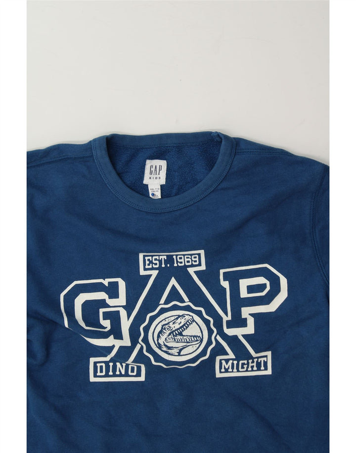 GAP Boys Graphic Sweatshirt Jumper 14-15 Years 2XL Blue Cotton Vintage Gap and Second-Hand Gap from Messina Hembry 