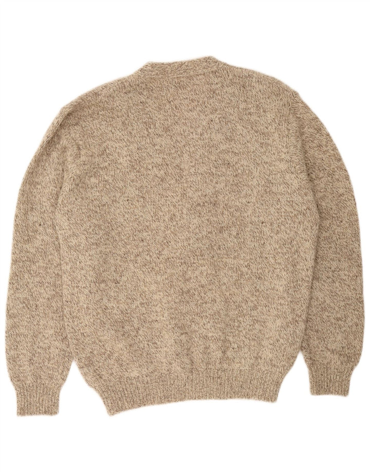 L.L.Bean Mens Cardigan Sweater Large Beige Flecked Wool