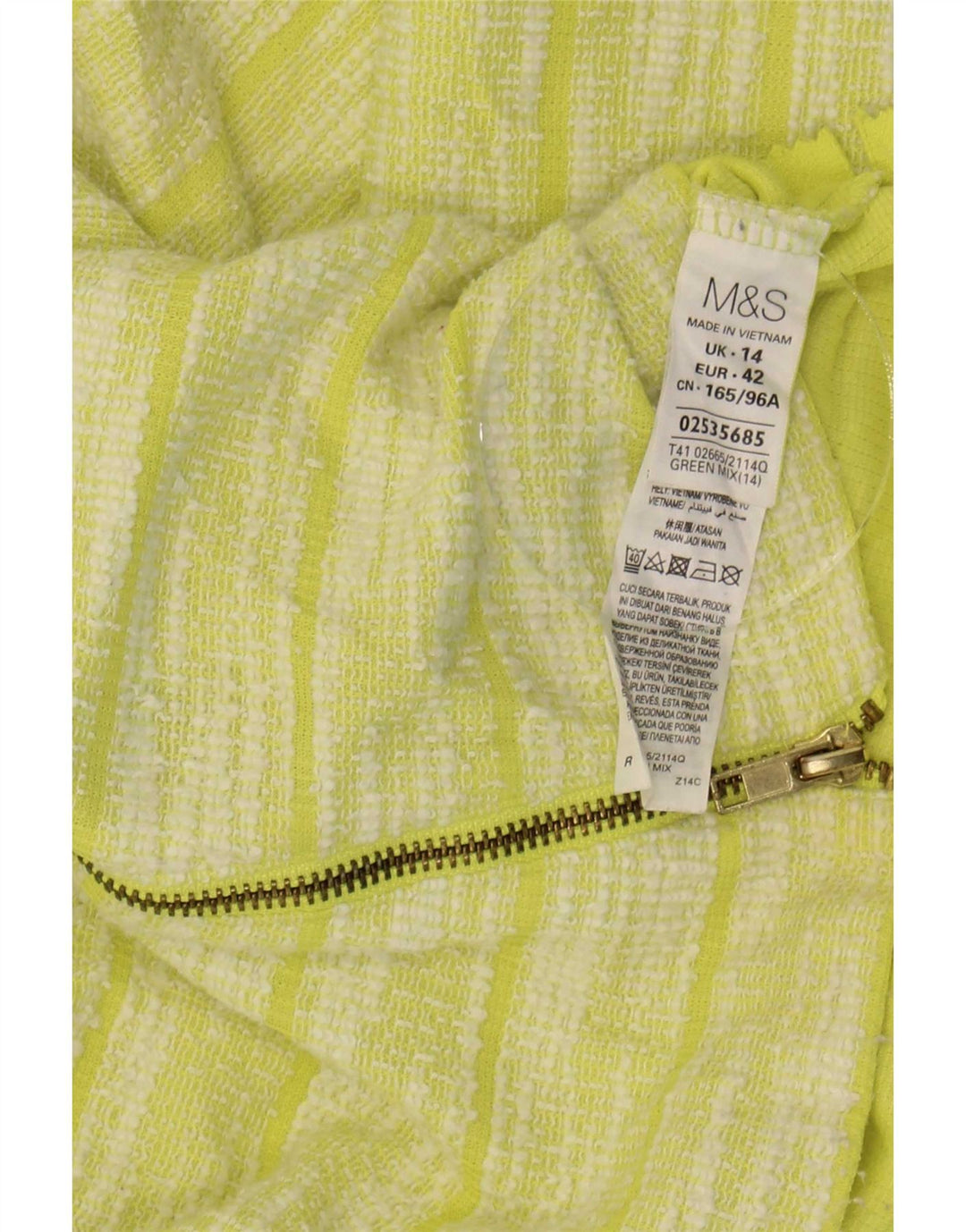 Marks & Spencer Top para mujer manga 3/4 UK 44 Poliéster a rayas verdes grandes