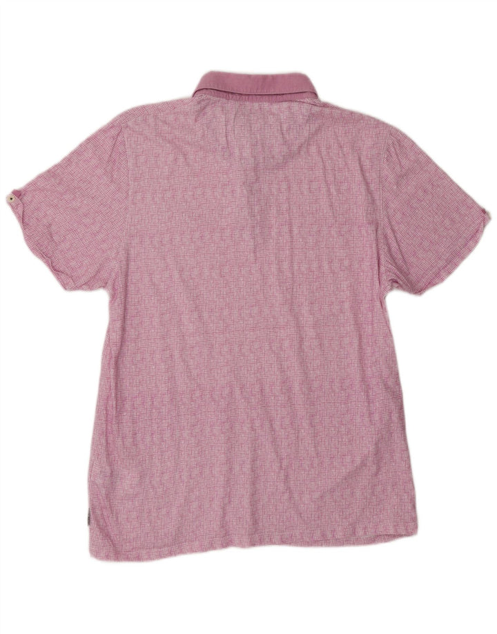 Ted Baker Mens Polo Shirt Size 5 XL Purple Check Cotton