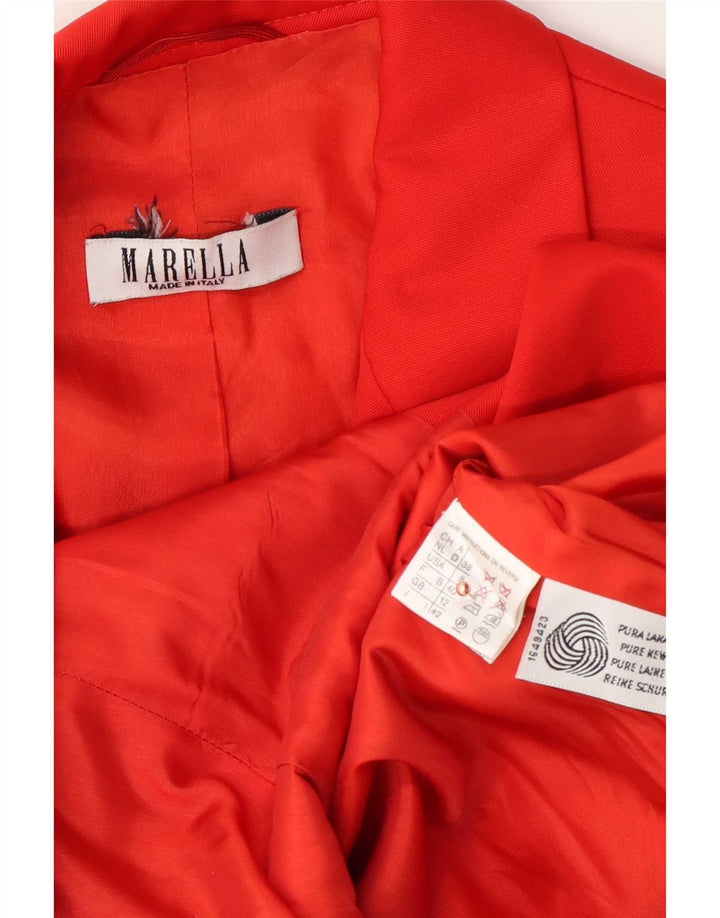 Marella Chaqueta Blazer de 1 Botón para Mujer UK 42 Lana Roja Mediana