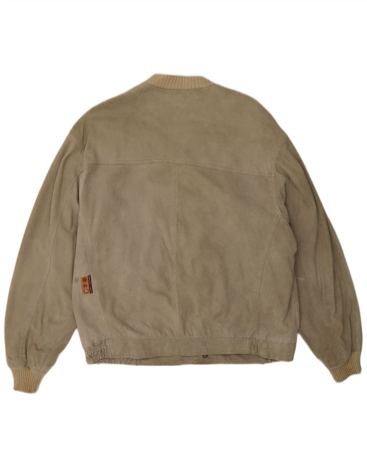 Vintage męska zamszowa kurtka bomber UK 40 duża beżowa