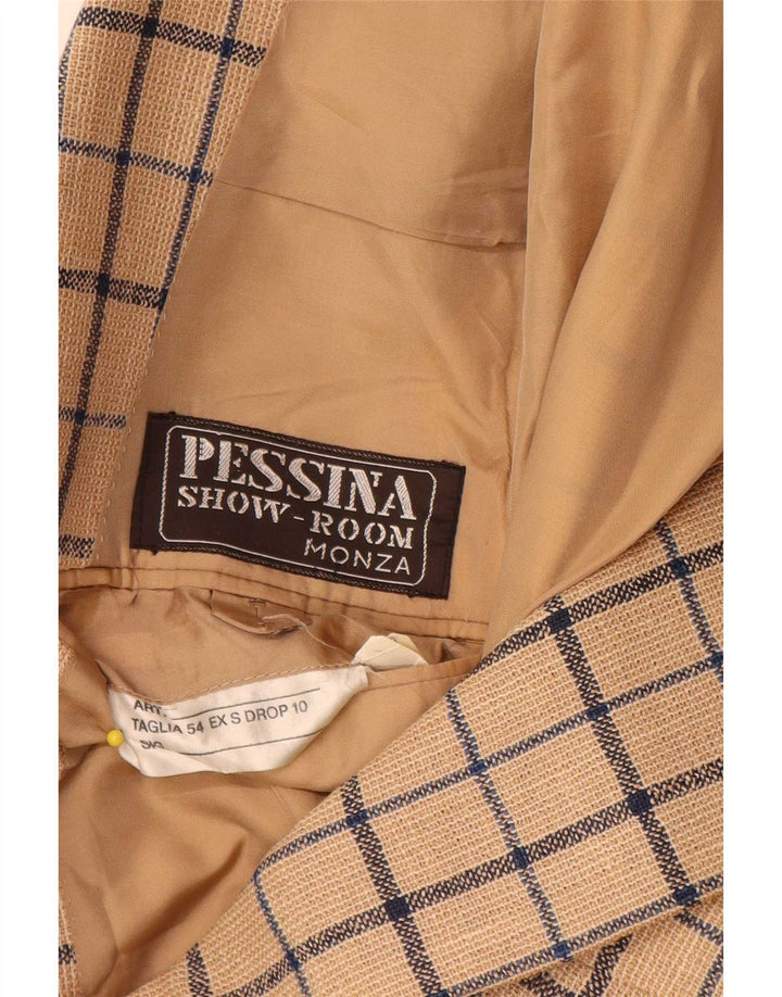 Cerruti 1881 Mens 2 Button Blazer Jacket IT 54 2XL Beige Check Classic