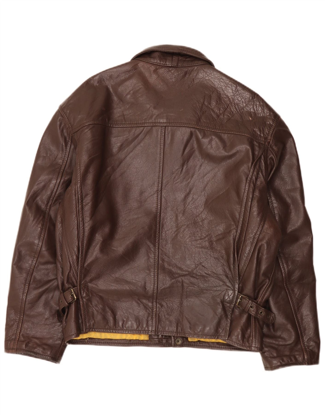 Giacca in pelle vintage da uomo IT 50 grande in pelle marrone