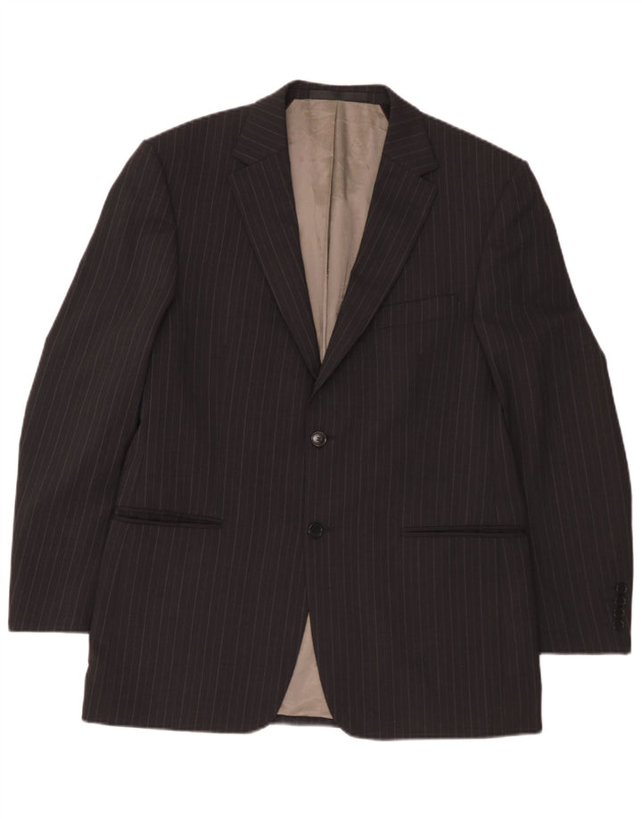 Marks & Spencer Mens 2 Button Blazer Jacket UK 40 Medium Grey Pinstripe