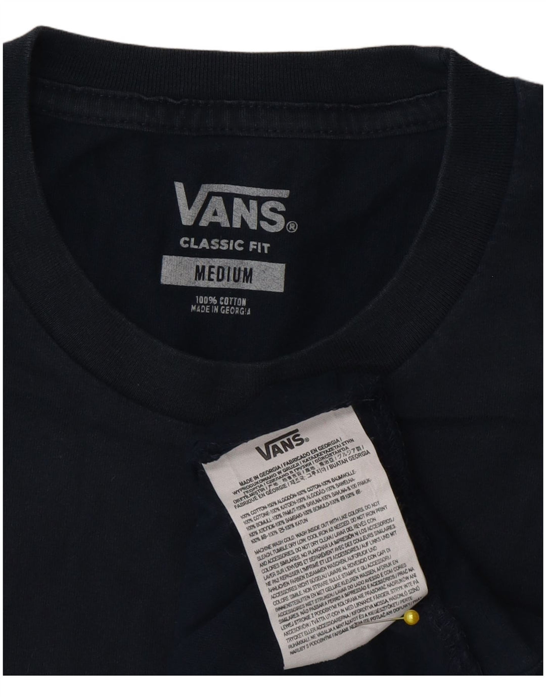 Vans Mens Classic Fit T-Shirt Top Medium Navy Blue Cotton