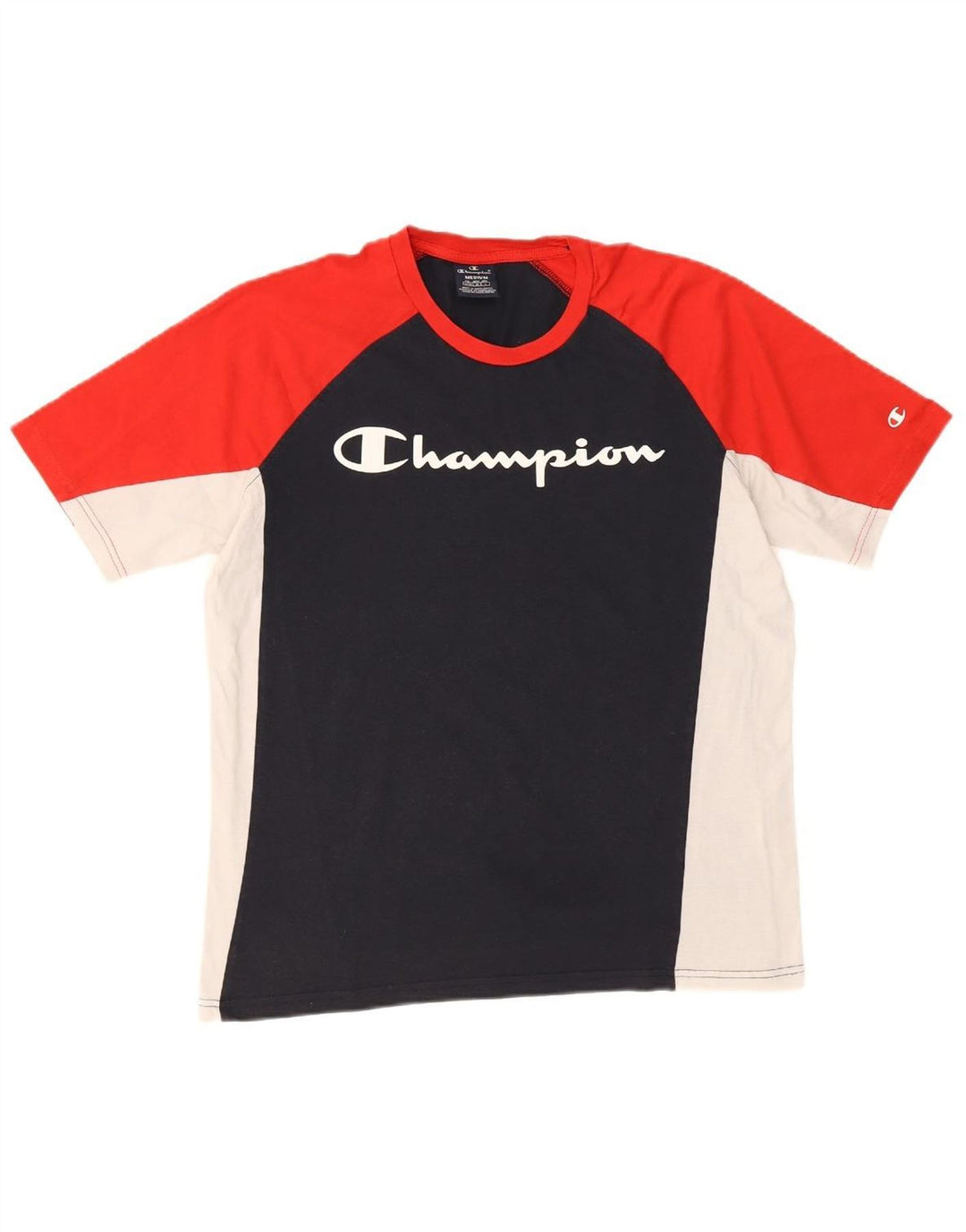 CHAMPION Mens Graphic T-Shirt Top Medium Multicoloured Colourblock