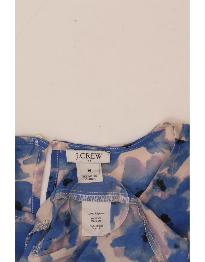 J. CREW Womens 3/4 Sleeve Blouse Top UK 14 Medium Blue Floral Polyester